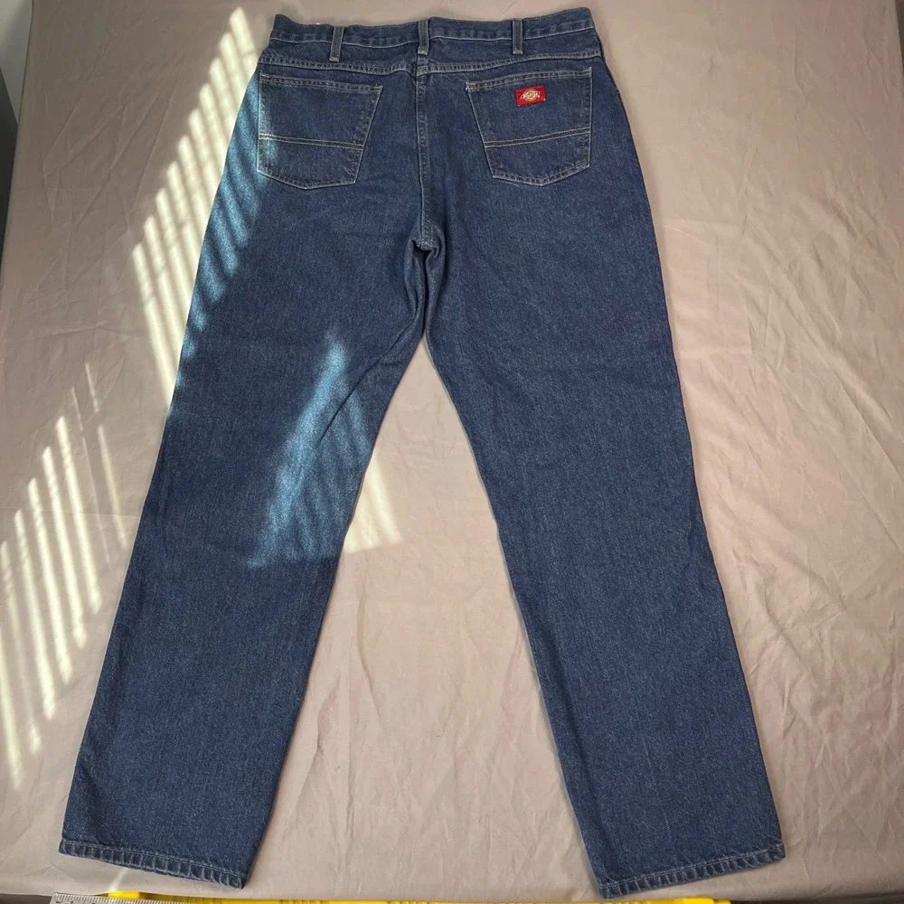 Y2K Dickies Mens Straight Leg Denim Jeans Medium Wash Blue 36x34